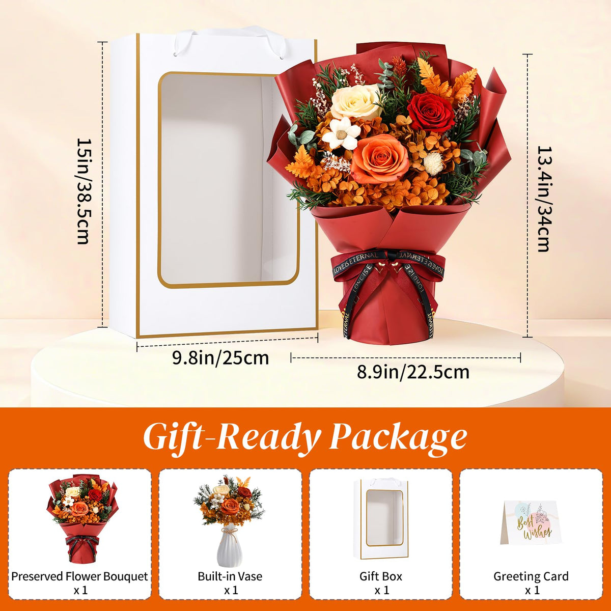 Lewondr six-point-three inch vase included for stylish display