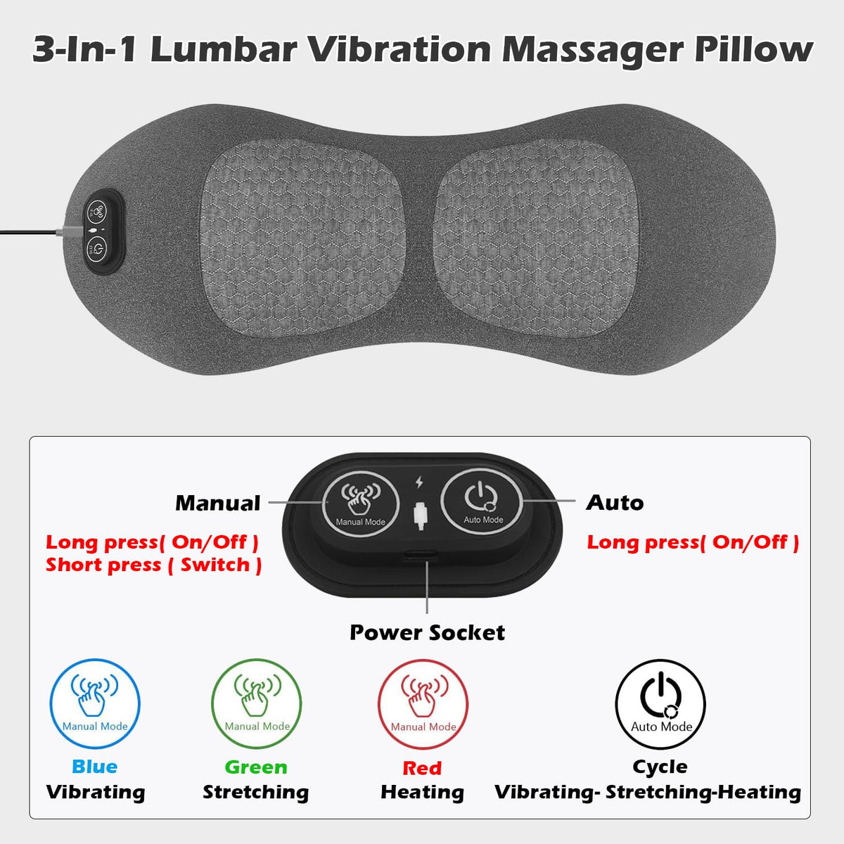 Lewuyoya massager heat function delivers soothing warmth to the lower back.