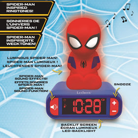LEXiBOOK Spider-Man alarm clock illuminated display showcases a playful light effect.