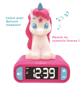 LEXiBOOK unicorn adjustable-volume alarm for kid-friendly mornings