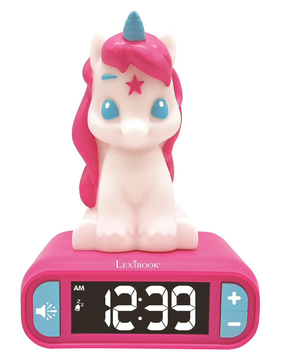LEXiBOOK unicorn alarm clock pink with soft display for kids