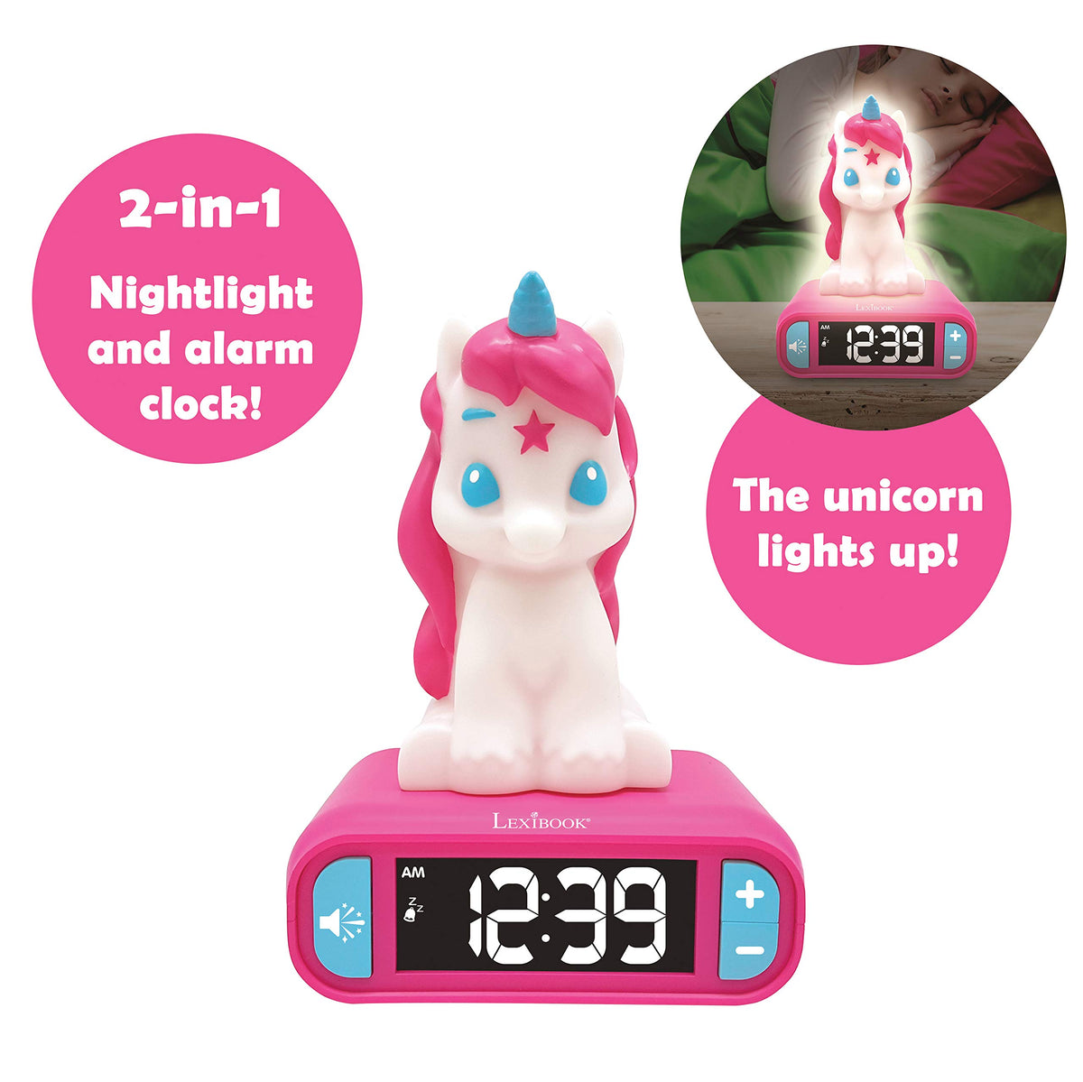 LEXiBOOK unicorn night light pink soothing bedtime glow
