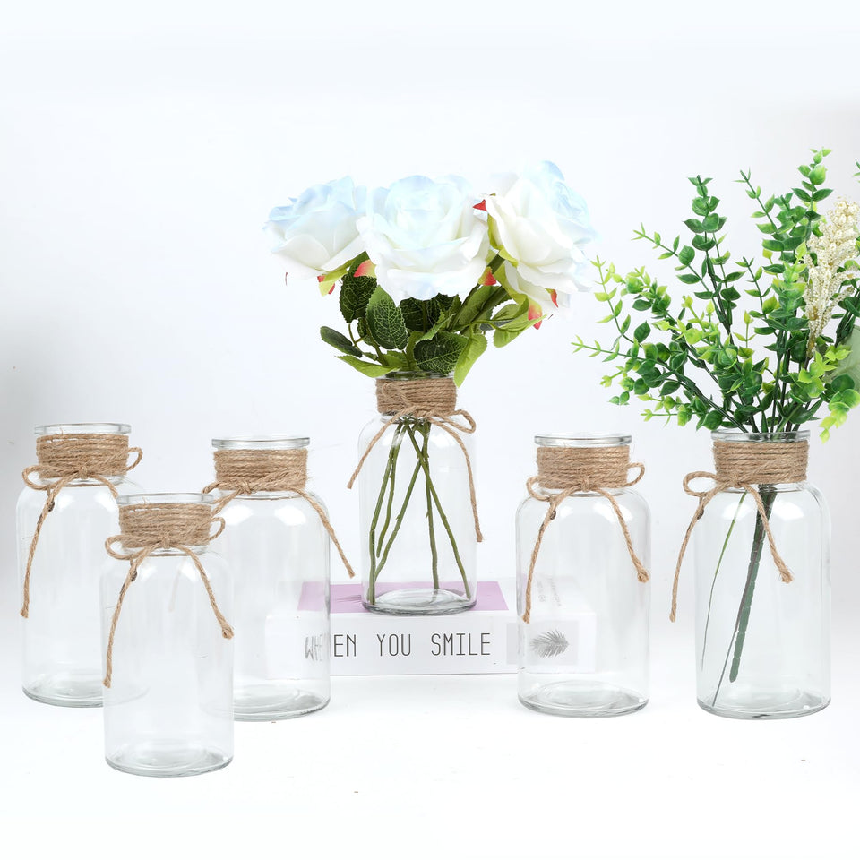 LEYIQU vintage glass vase set of 6 for elegant centerpieces and florals.
