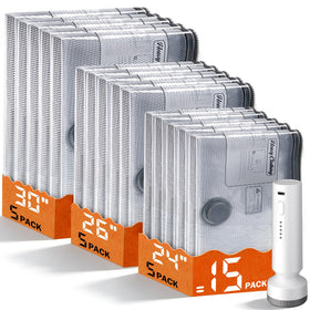 Lezecur 15-pack vacuum bags with pump for quick packing