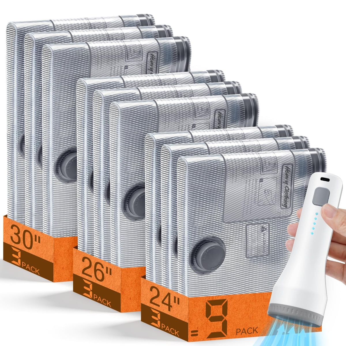 lezecur 9-pack vacuum bags for travel demonstrate space-saving compression and quick packing.