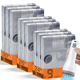 lezecur 9-pack vacuum bags for travel demonstrate space-saving compression and quick packing.