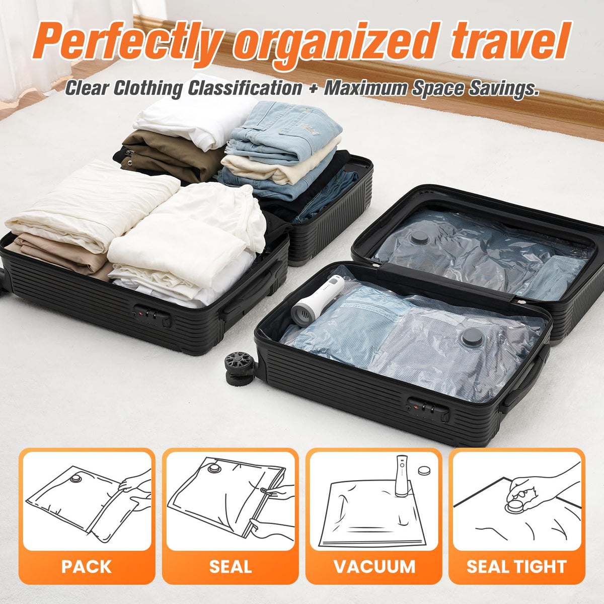 Lezecur vacuum bags transparent design with handwritten labels