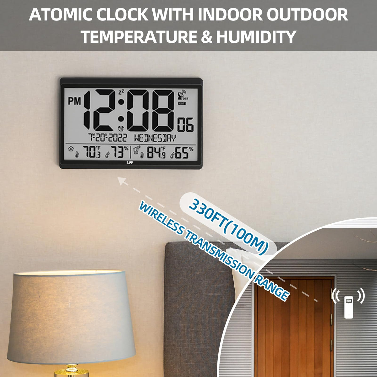 LFF Atomic Clock mounted on wall or placed on a desk with modern style.