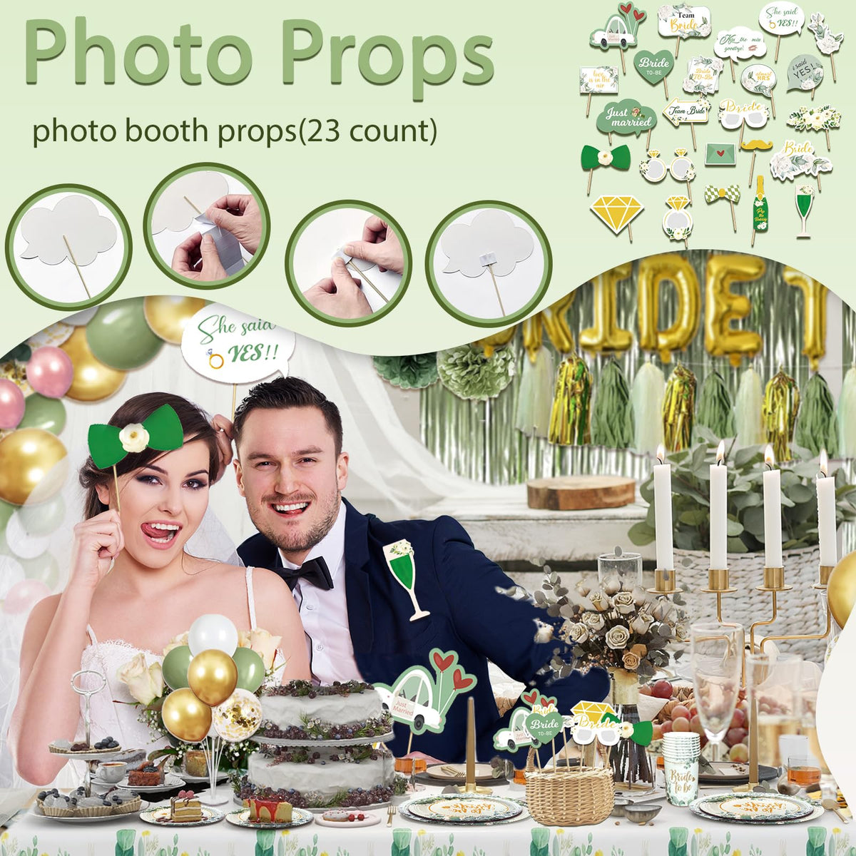LFSTGN Bridal shower photo props encourage playful moments and keepsakes.
