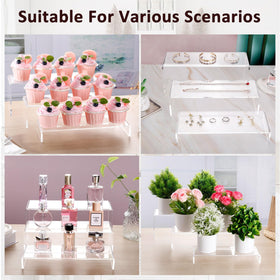 LFTYTUO 3-pack acrylic risers offer stable, staggered presentation.