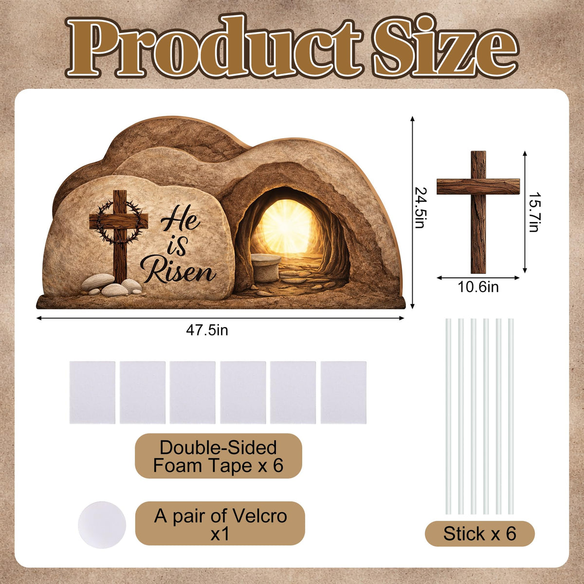 LFUTARI Easter tomb cardboard stand provides a scalable backdrop for church stages.