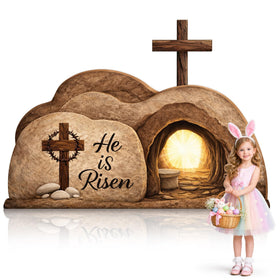 LFUTARI empty tomb display 48x25, a bold Easter centerpiece for worship spaces.