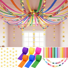 LFUTARI rainbow paper chain strips brighten ceilings for vibrant celebrations