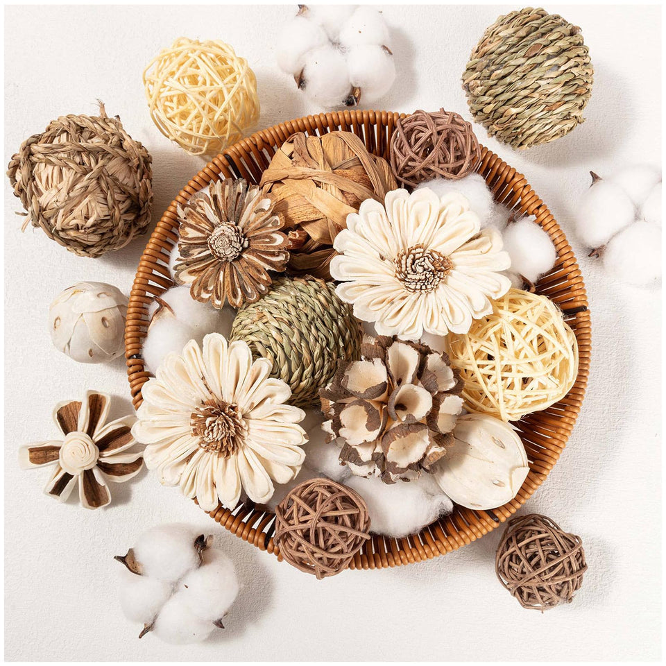 LGFMGWH woven rattan ball natural decor for bowls and vases.