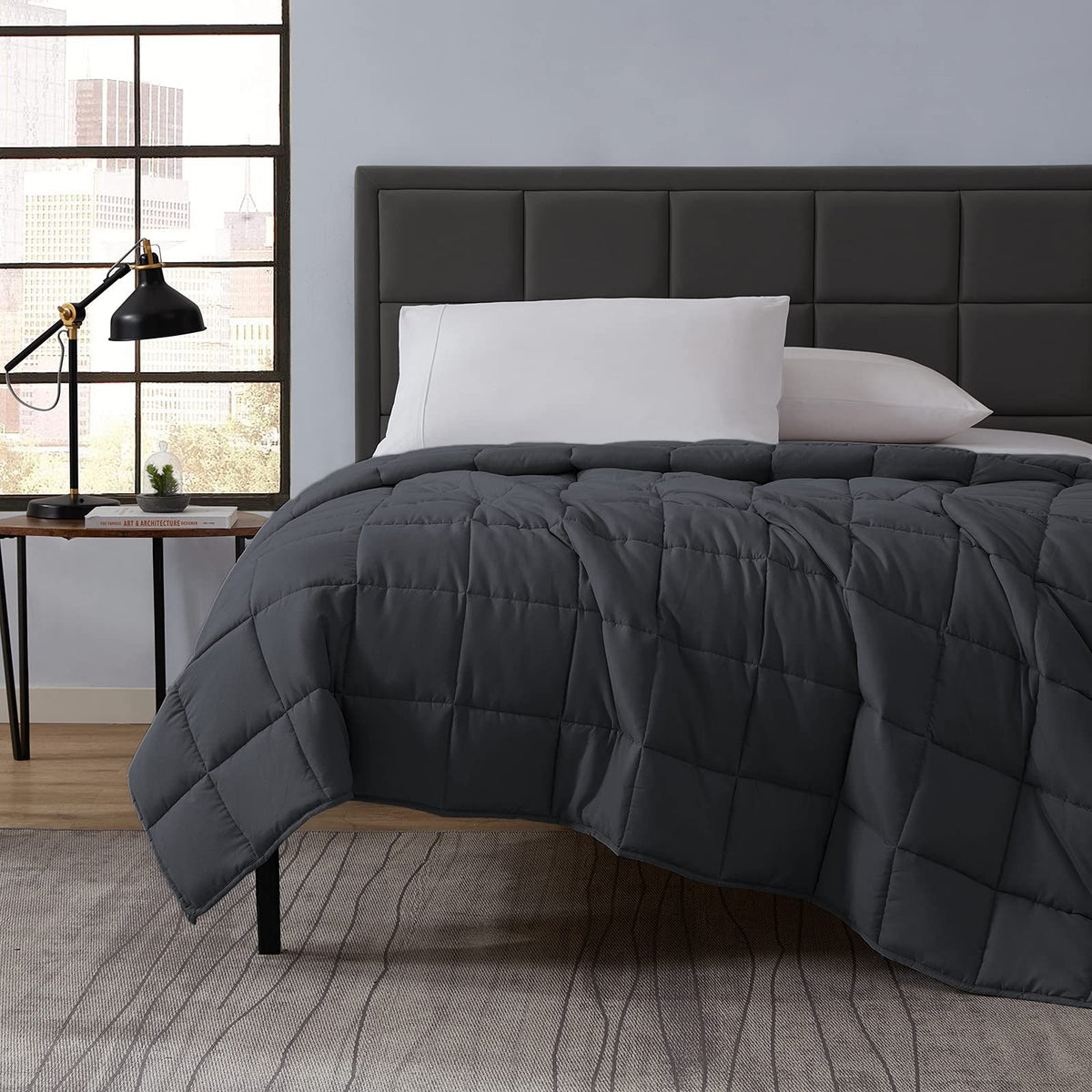 Precision stitching in L'AGRATY weighted blanket ensures consistent weight
