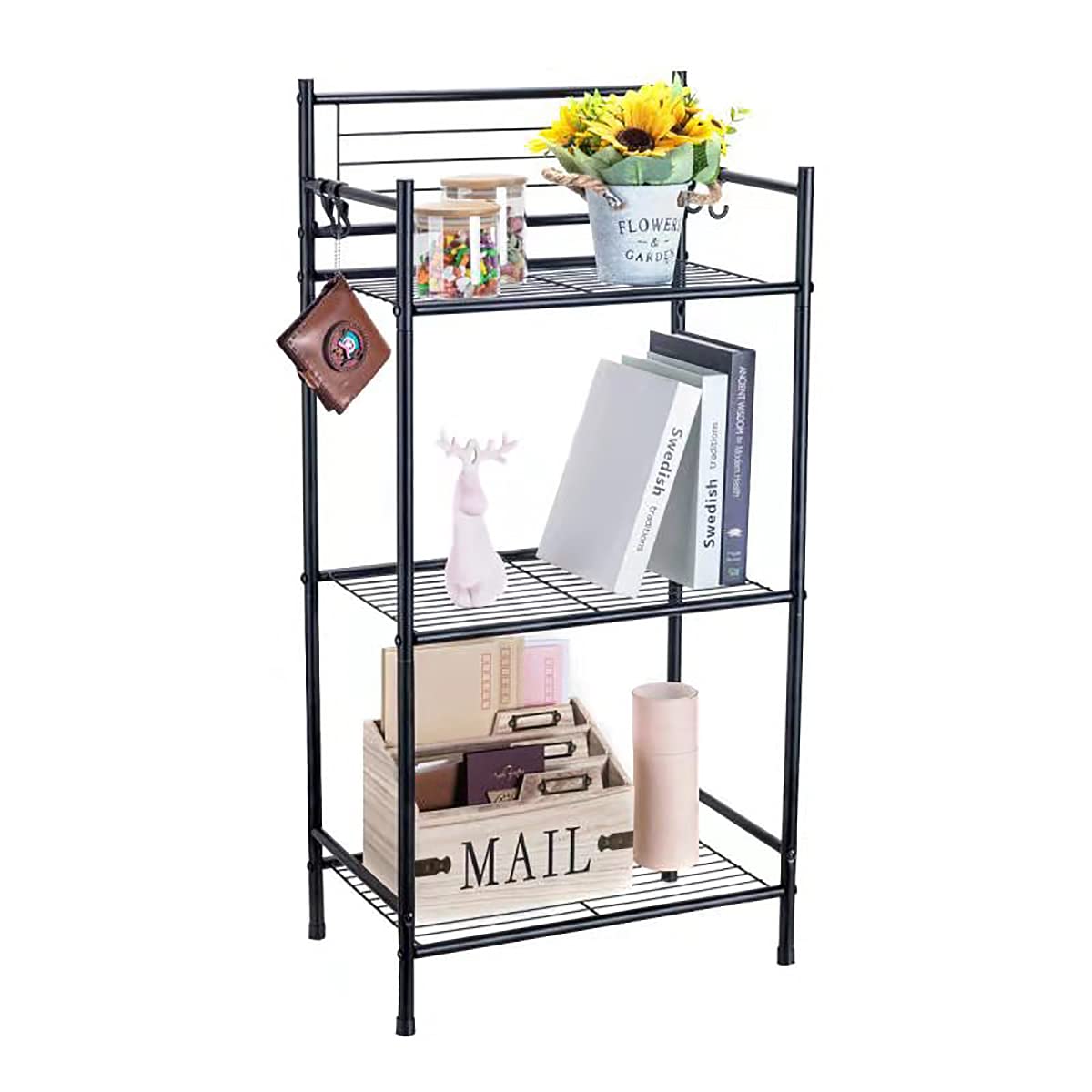 L&amp;H UNICO laundry rack streamlines supplies and towels with three-tier storage.