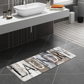 LHAIFA farmhouse brown decor complements towels and laundry room accessories.