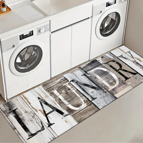 LHAIFA laundry rug 20x59 covering washer and dryer area, helps protect floors while you sort laundry.