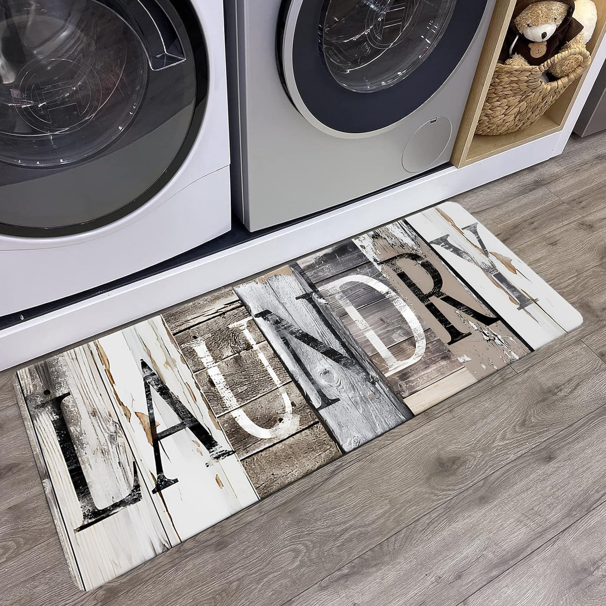 LHAIFA non-slip backing provides confident grip on busy laundry room floors.