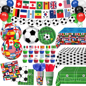 LHFYACI soccer party plates with bold ball designs for a festive look and easy serving