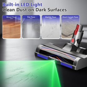 Dual brushes tackle hardwood, tile, and carpets with gentle care