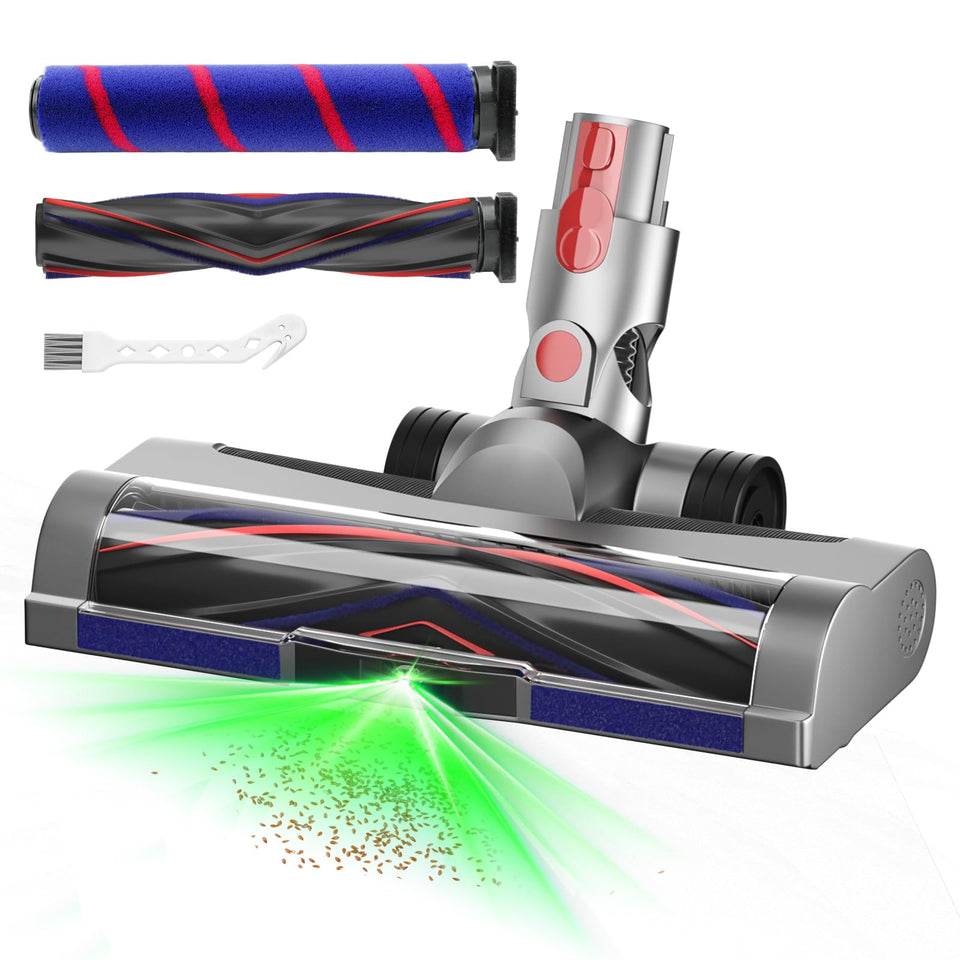 LhhTing Dyson LED green light head front view showing visibility for hidden dust