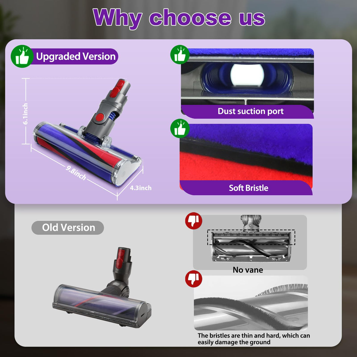 LhhTing Dyson soft roller head with soft brush for scratch-free cleaning.