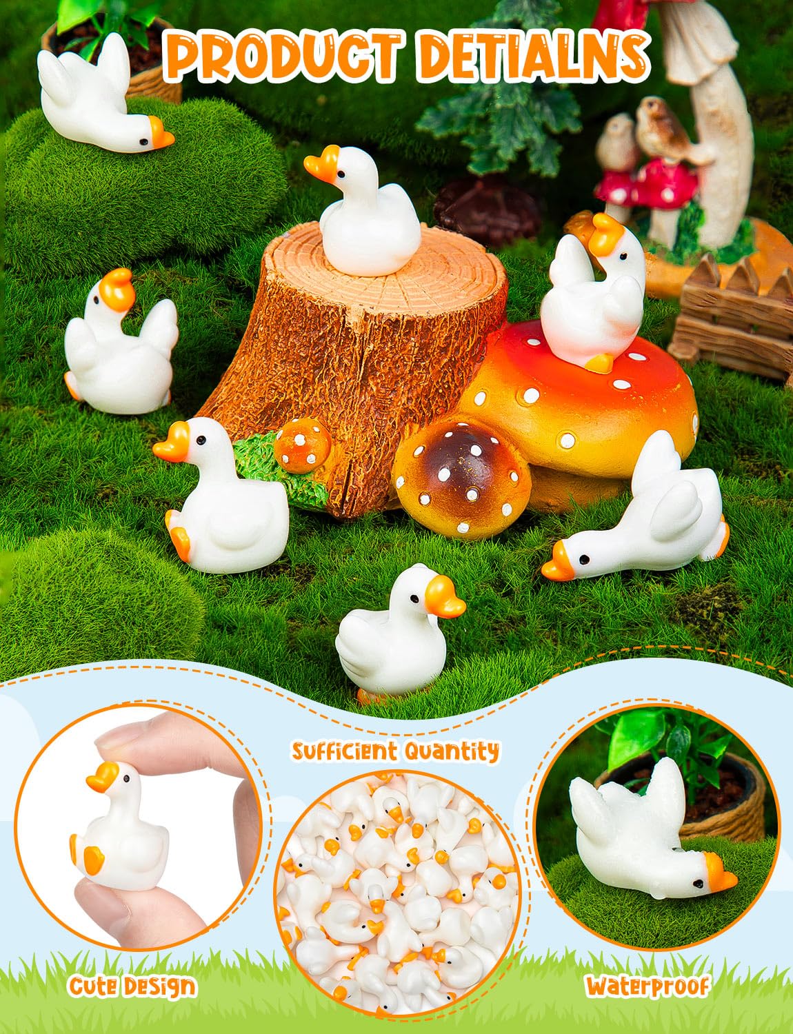 LHSYFBZ goose figurine desk-display adds charm to compact decor and micro gardens.