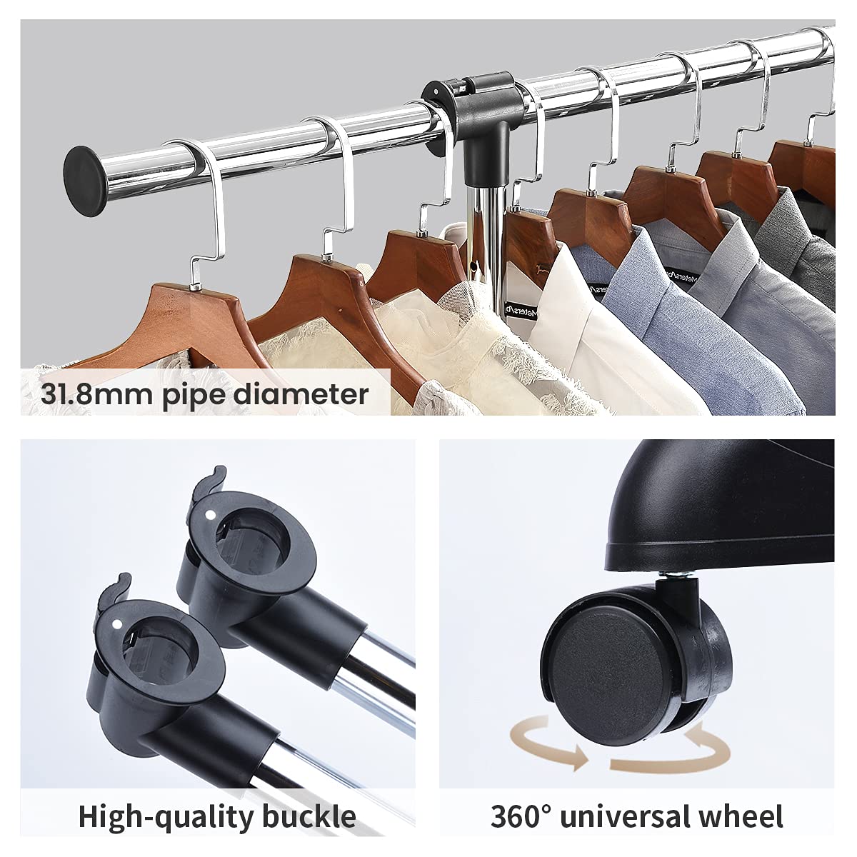 LiaMeE extended hanging rod prevents clothes from bunching.