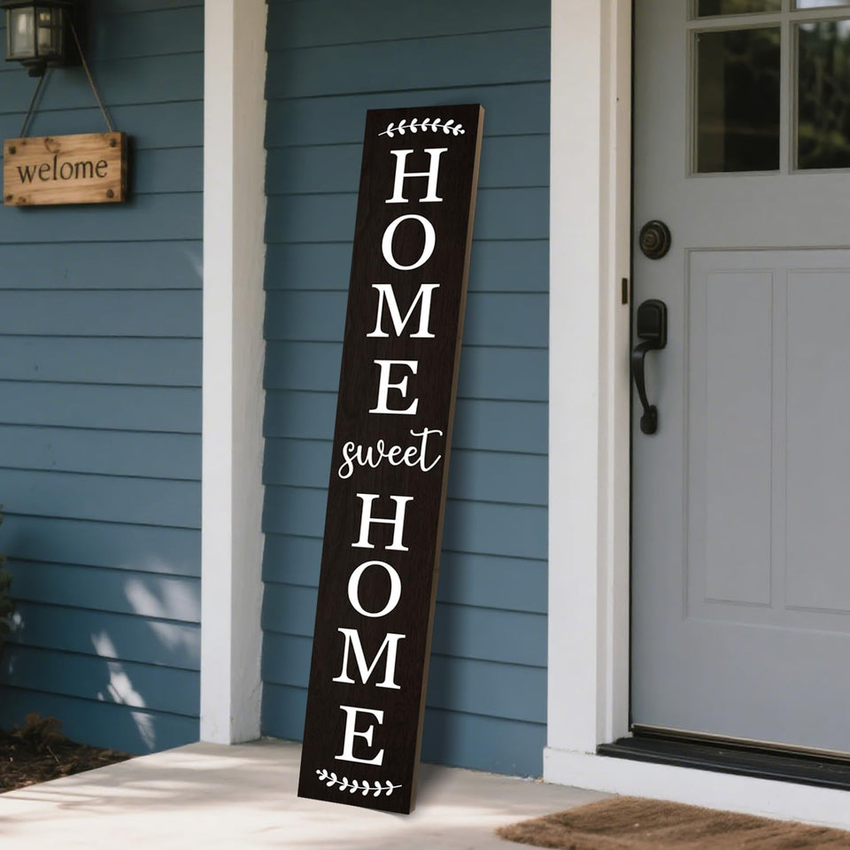 LianheCy Home Sweet Home porch sign front view invites guests with rustic charm