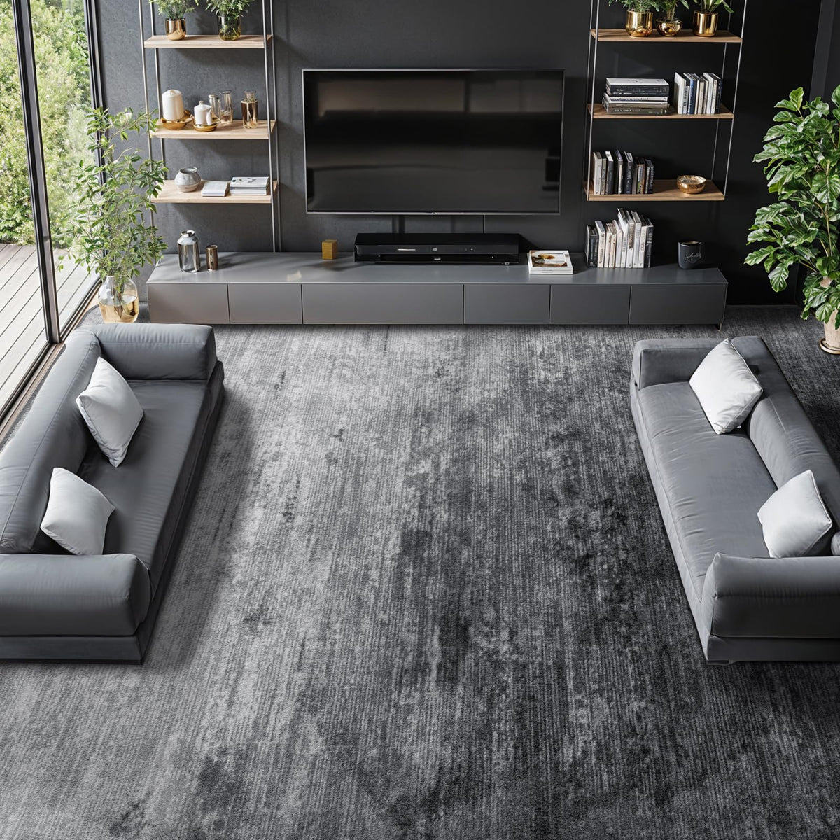 LIANLAM 6x9 gray rug with non-slip backing for safe family spaces
