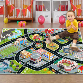 Liazy esuoh kids car rug colorful city design sparks storytelling and exploration.