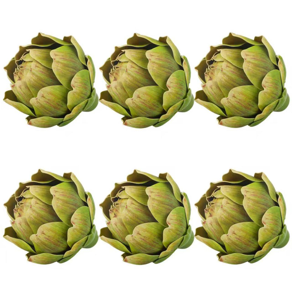 LibeLiro large green faux artichokes in a bowl for vibrant kitchen decor and longevity
