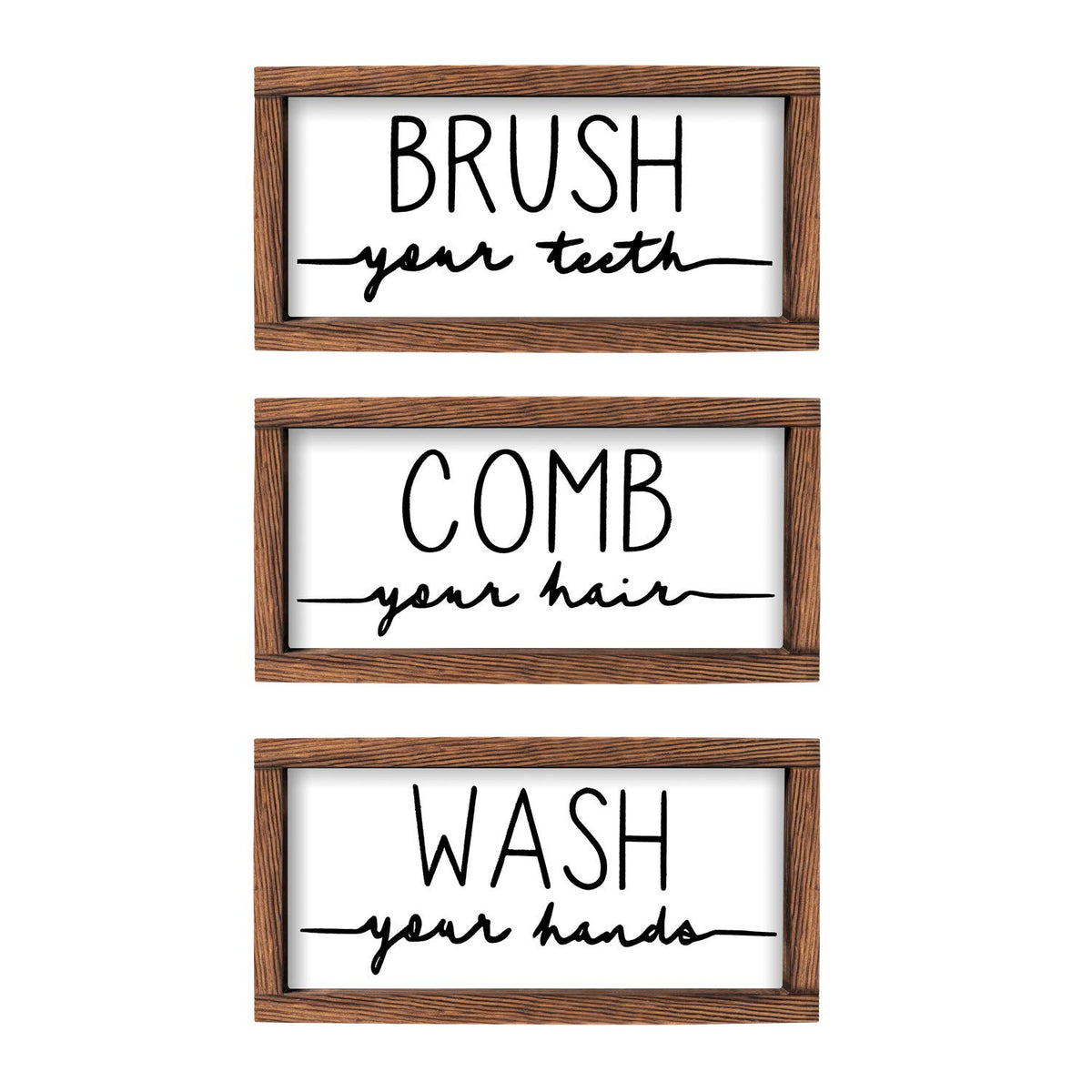 LIBWYS bathroom sign set on white wall adding rustic farmhouse charm