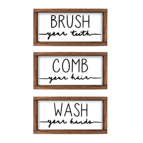 LIBWYS bathroom sign set on white wall adding rustic farmhouse charm