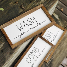 LIBWYS sign 'Brush Your Teeth' enhancing family routines in bathroom