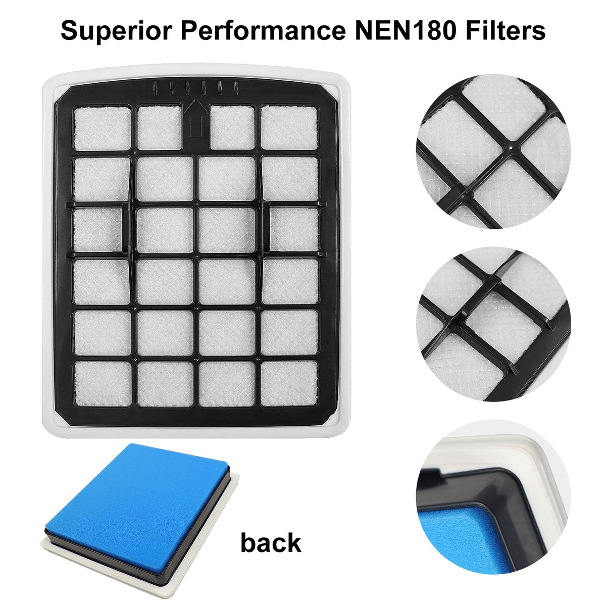 Lichelete Eureka Nen186BL main filter replacement supports efficient cleaning.