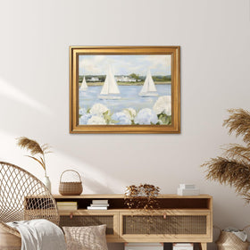 Licpach pastel waves and sails canvas creates a soothing seaside ambiance.