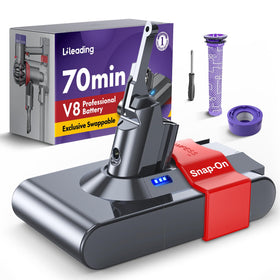 LiLeading V8 battery swappable in one-second swap; no tools required for quick Dyson V8 replacement
