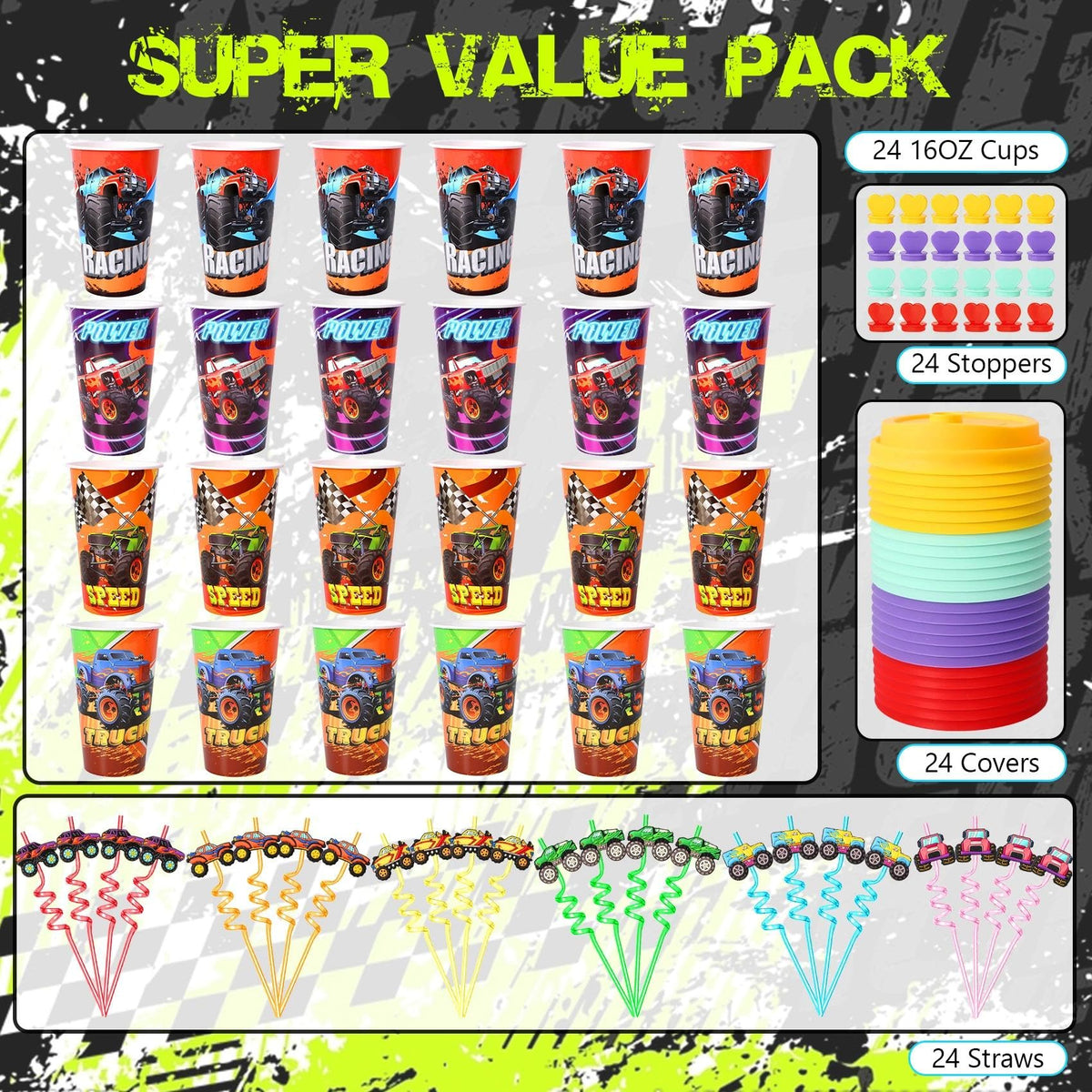 Great for goodie bags or decorations, enhancing a monster truck theme.