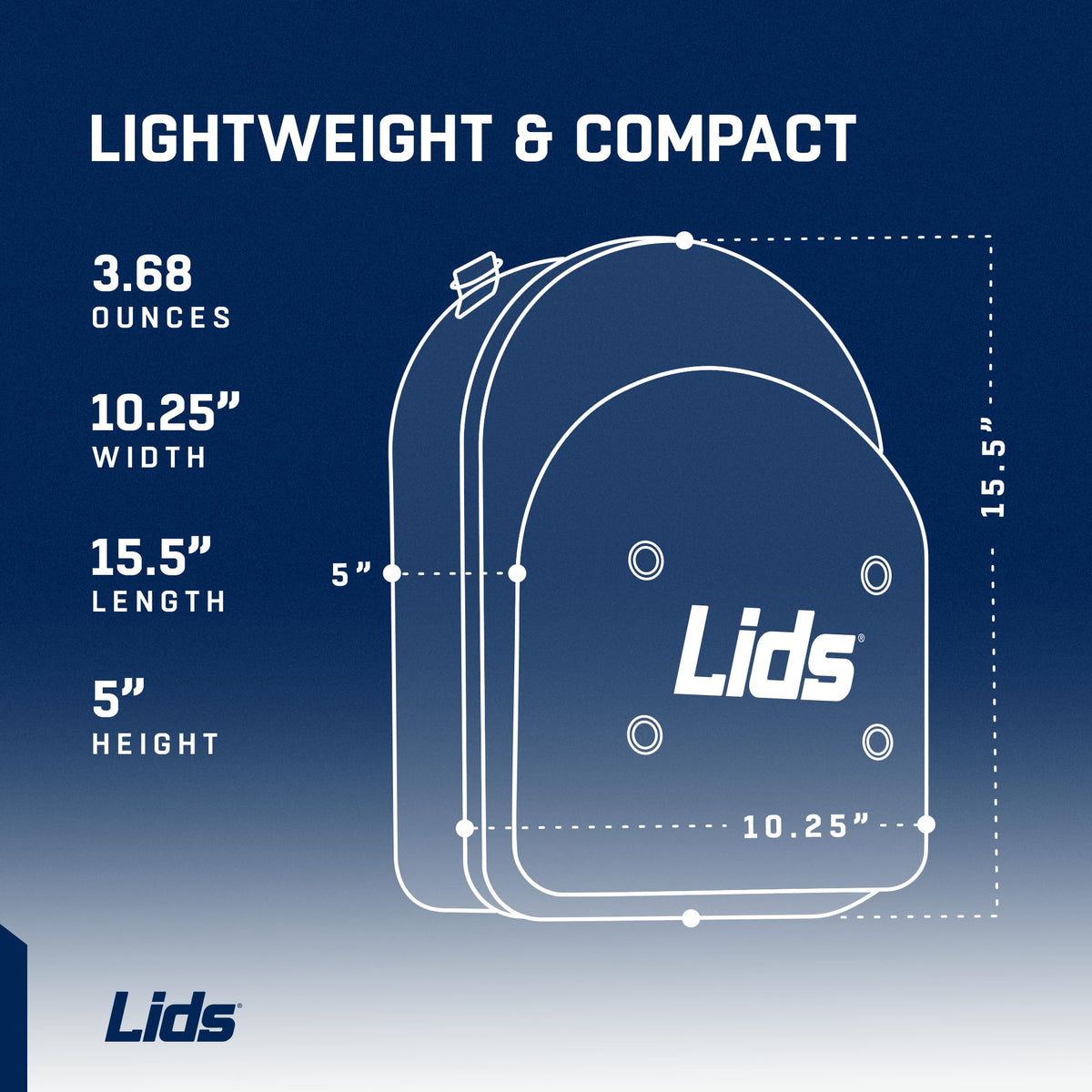Lids Hat Travel Case compact dimensions fit luggage or closet.