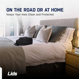 Lids Hat Travel Case denim exterior enhances premium look and durability.