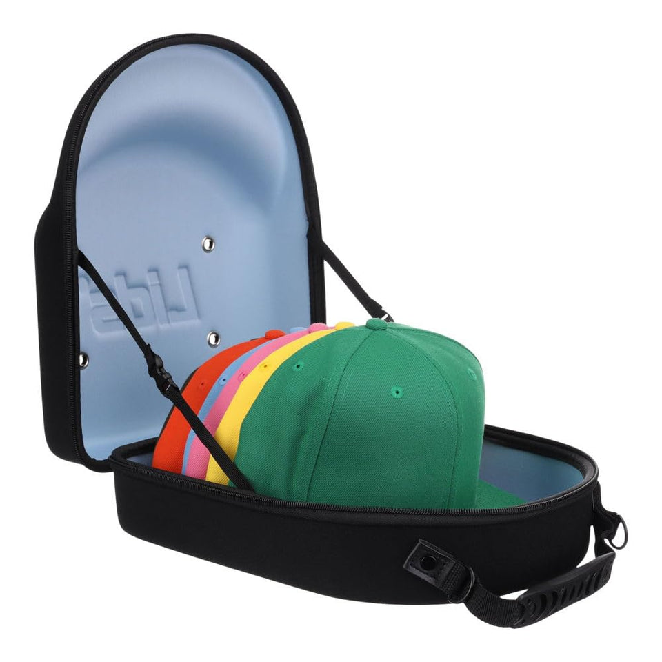 Lids Hat Travel Case front view with denim exterior for stylish protection