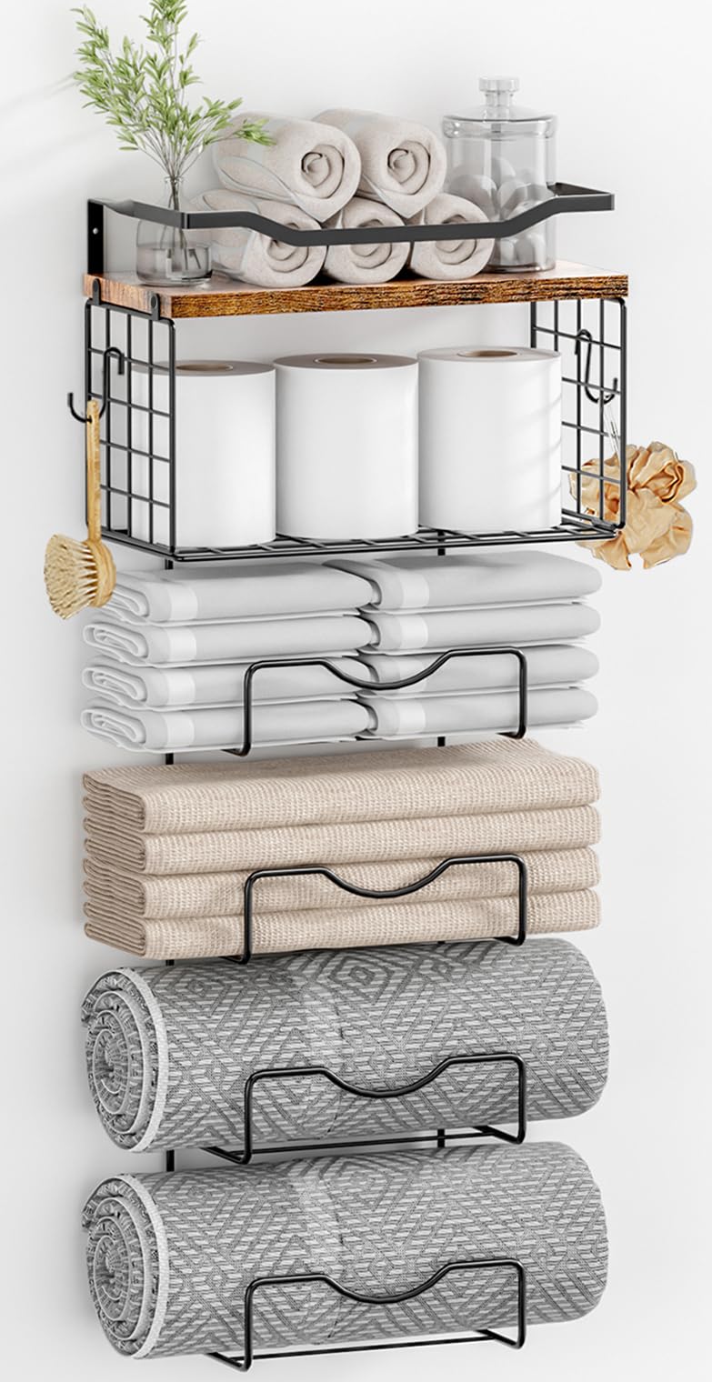 LIDTOP towel rack wall mounted with six tiers keeps towels organized and accessible