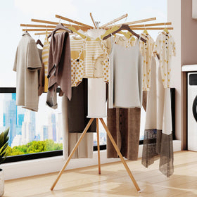 LIENAHU 16-beech-poles rack provides sturdy support for heavy garments