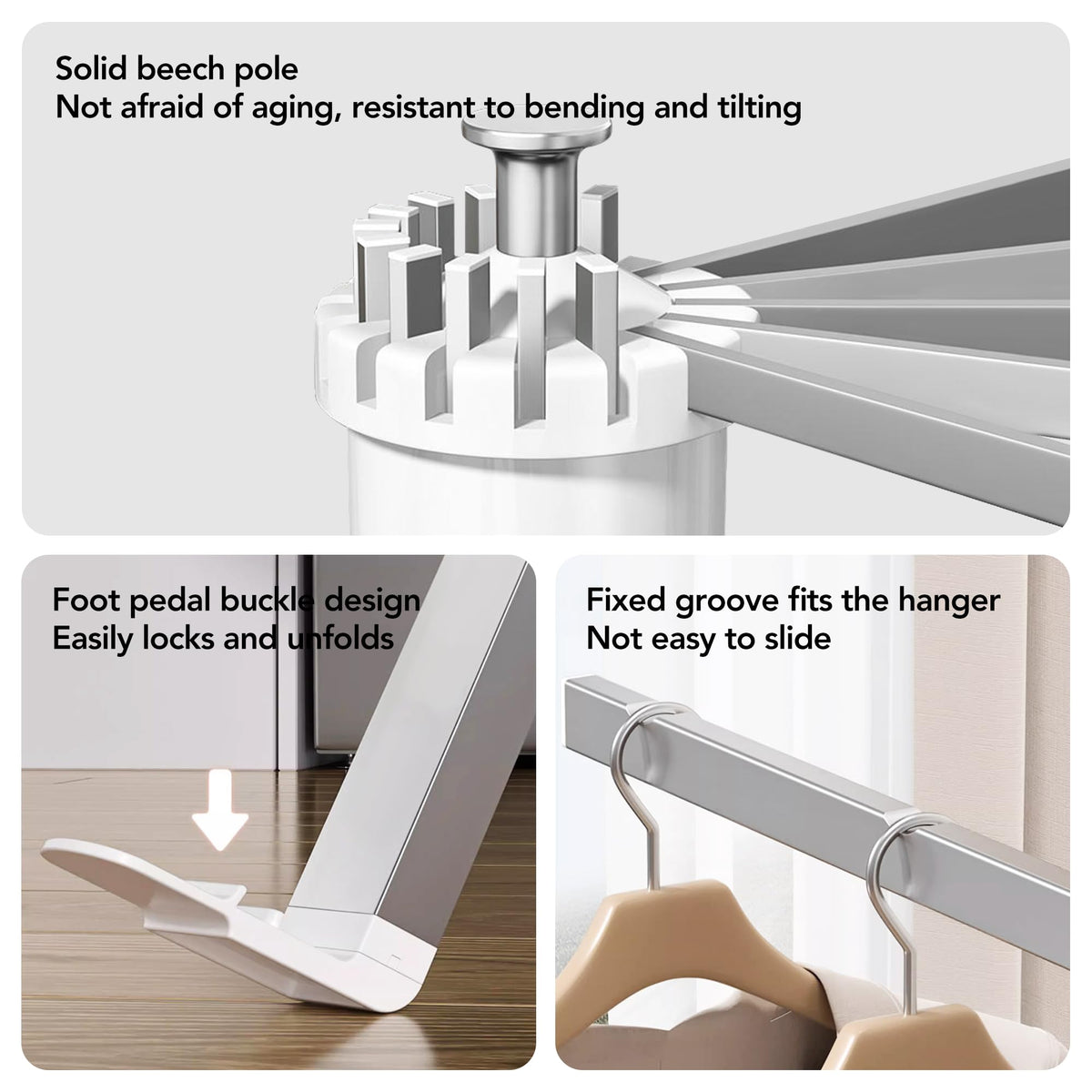 LIENAHU umbrella design maximizes drying area and airflow around garments