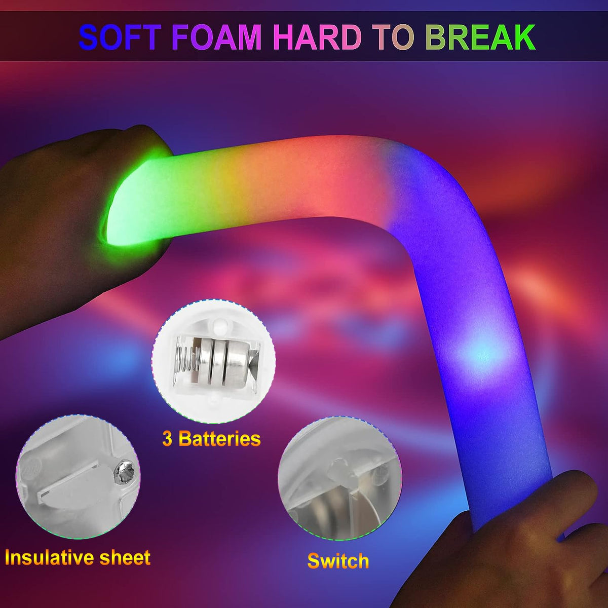 LifBetter LED foam sticks with 3 modes for dynamic shows