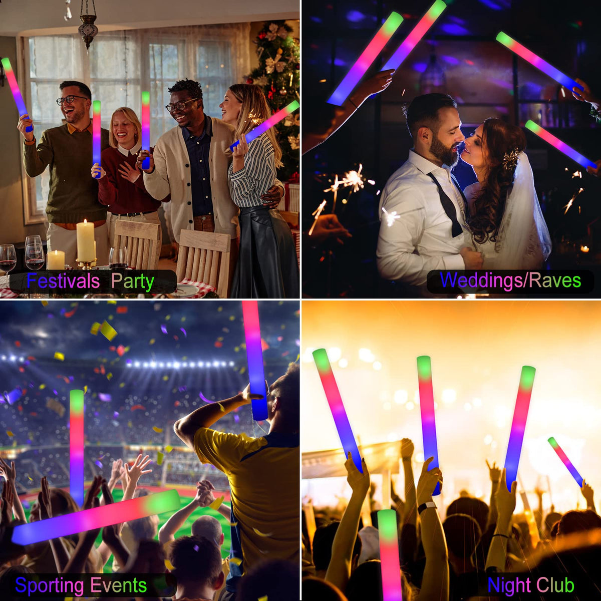 LifBetter multicolor glow sticks enhance mood with three flashing color options