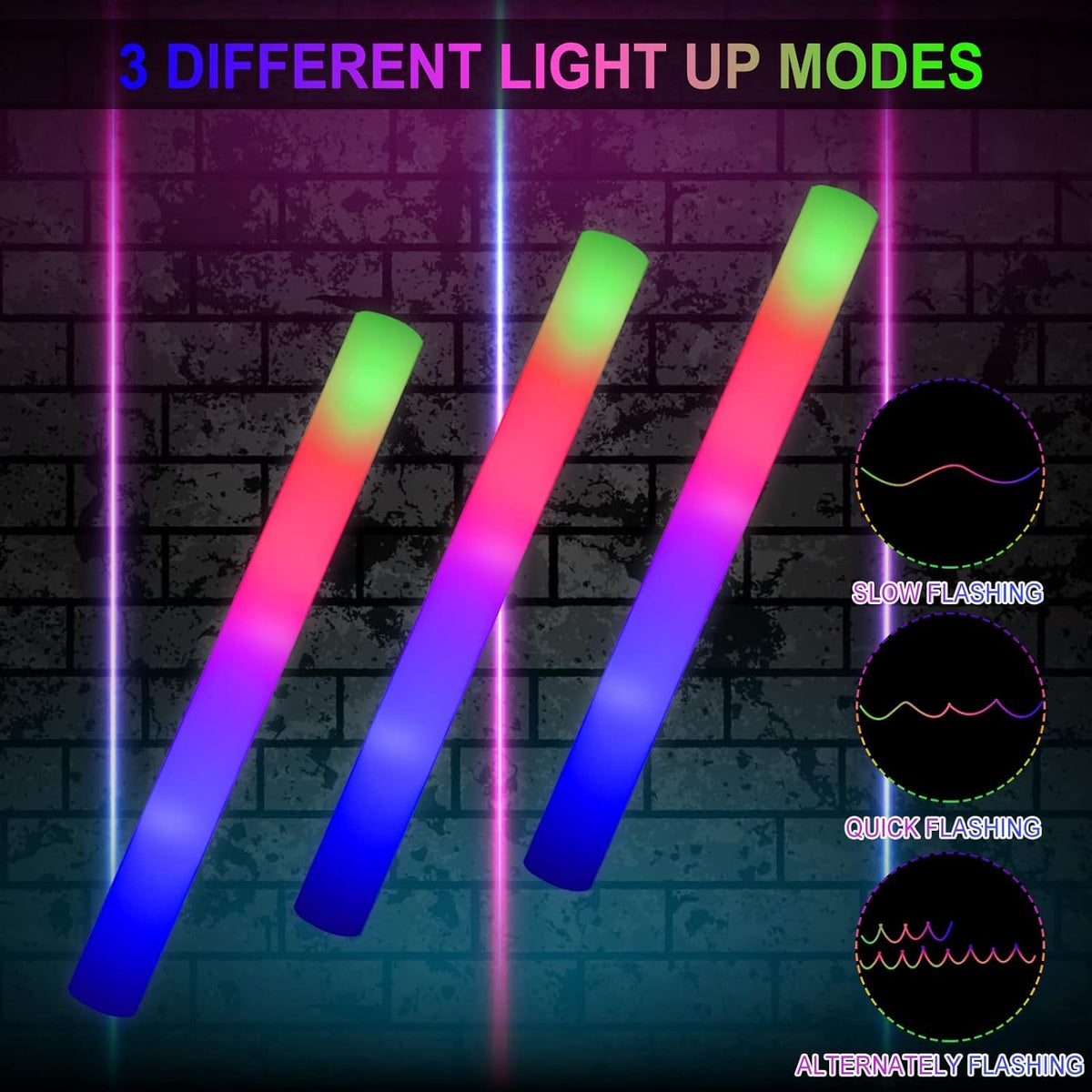 LifBetter multicolor glow sticks in green red blue for ambiance
