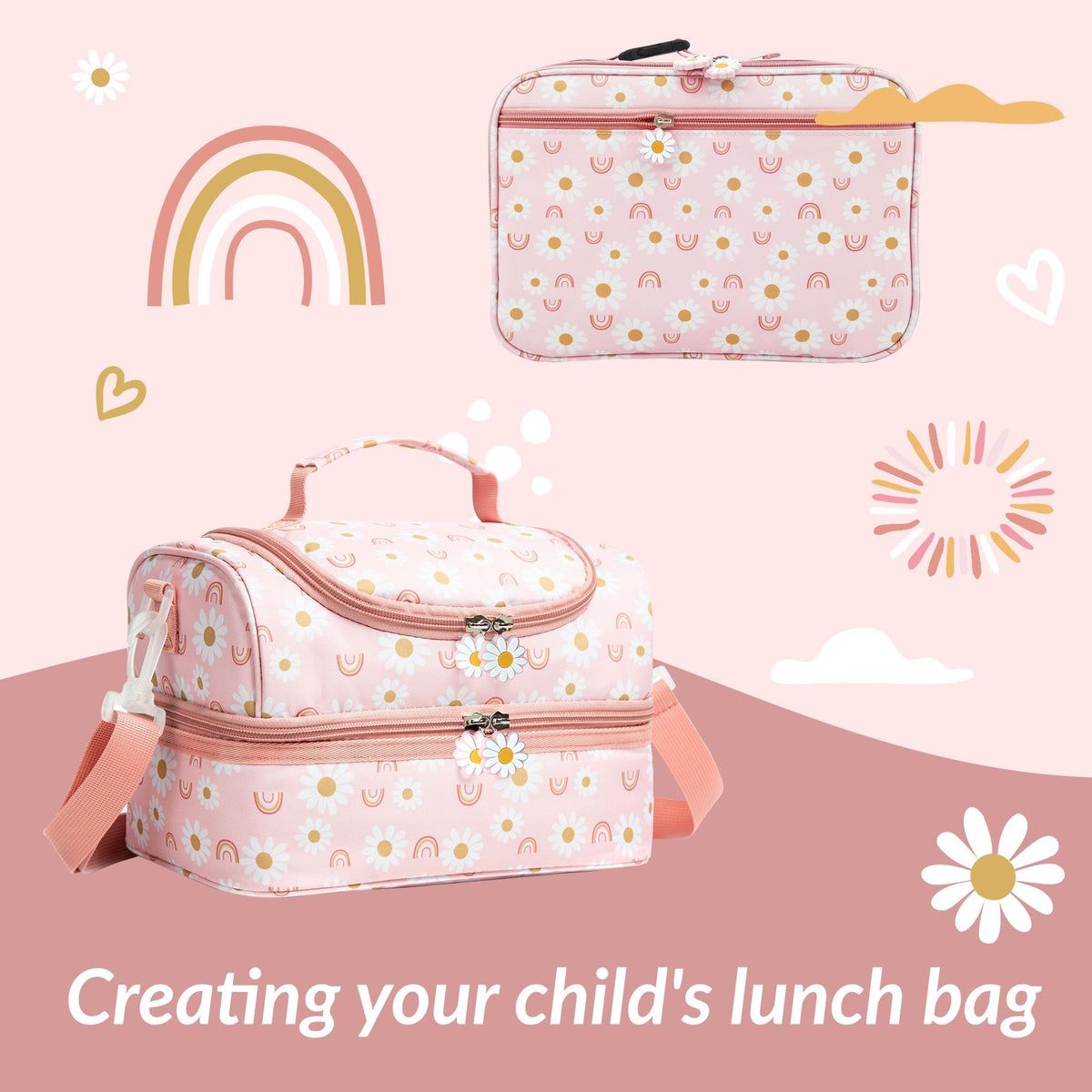 Life on Track Rainbow Daisies adjustable strap enables comfortable carrying
